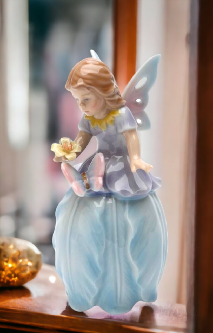 Ceramic Fairy on Tulip Flower Bell, Home Decor, Gift for Her, Gift for Daughter, Spring Decor